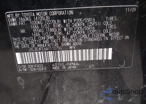 2010 Scion Xb from USA, damaged, VIN JTLZE4FE6A1110750